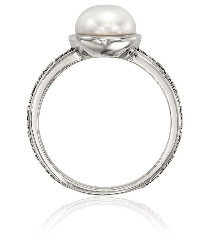 925 Sterling Silver Vintage 8mm Button Freshwater Cultured Pearl Set of 3 Stacking Rings