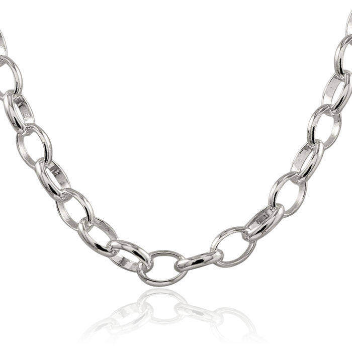 925 Sterling Silver 8mm Cable Rolo Link Chain Belcher Necklace