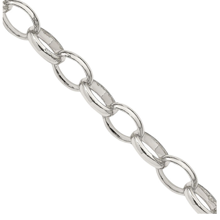 925 Sterling Silver 8mm Cable Rolo Link Chain Belcher Necklace