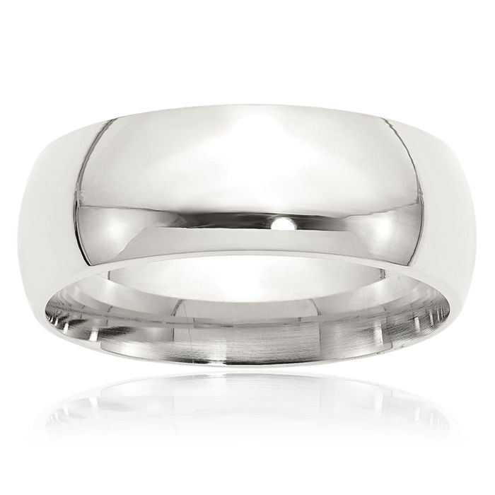 925 Sterling Silver 8mm Comfort Fit Plain Classic Wedding Band Ring