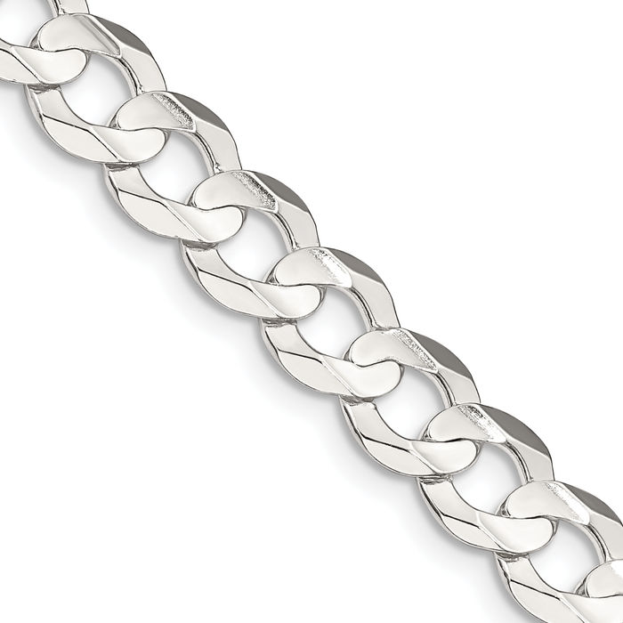 925 Sterling Silver 7.8mm Concave Curb Link Chain Necklace