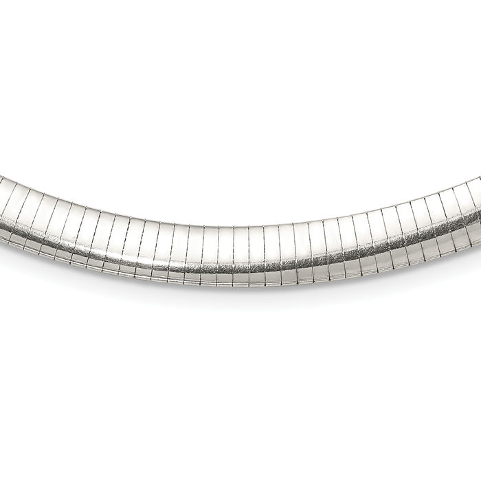 925 Sterling Silver 8mm Cubetto Omega Snake Chain Herringbone Necklace