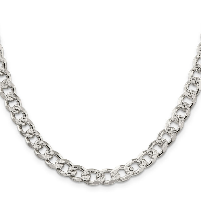 925 Sterling Silver 8.3mm Curb Link Chain Necklace