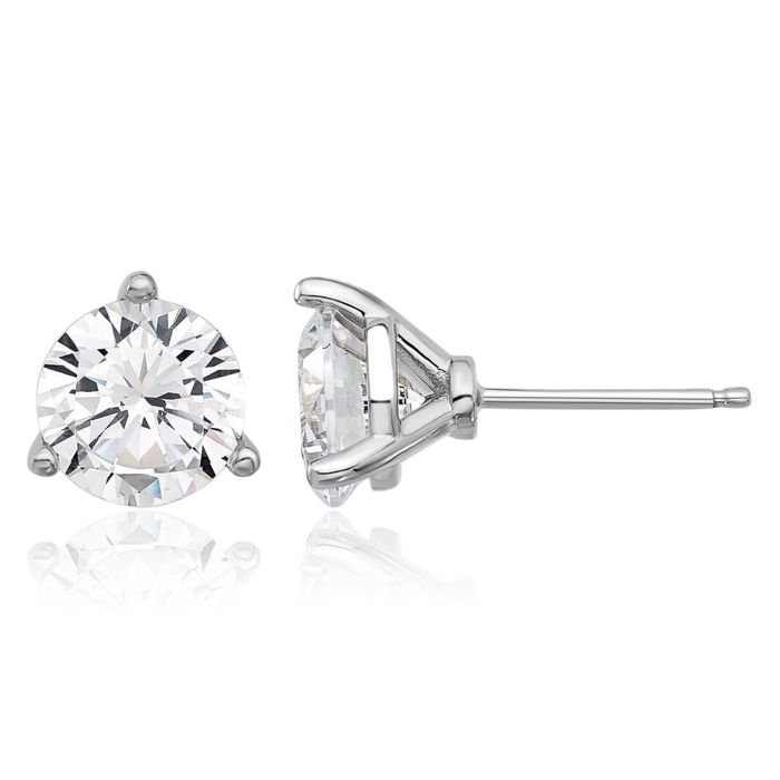 925 Sterling Silver 8mm Cubic Zirconia CZ Stud Earrings