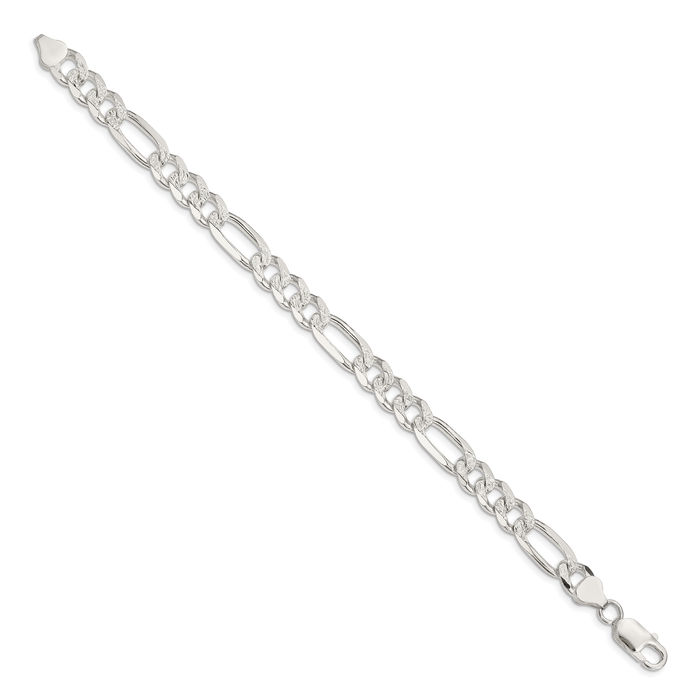 925 Sterling Silver 8mm Figaro Link Chain Bracelet