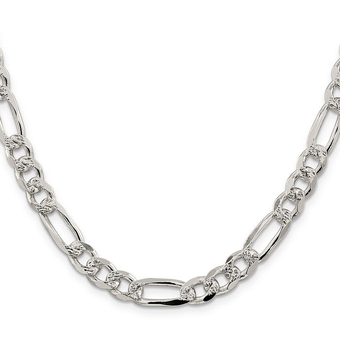 925 Sterling Silver 8mm Figaro Link Chain Necklace