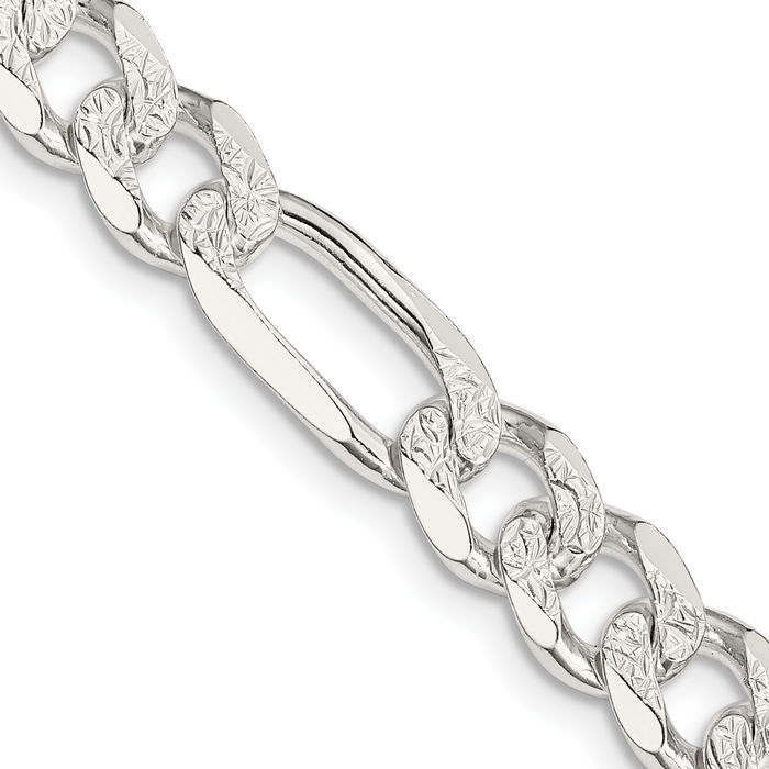 925 Sterling Silver 8mm Figaro Link Chain Necklace