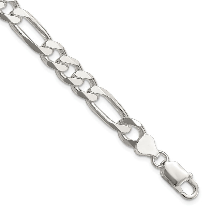 925 Sterling Silver 8mm Figaro Link Chain Bracelet