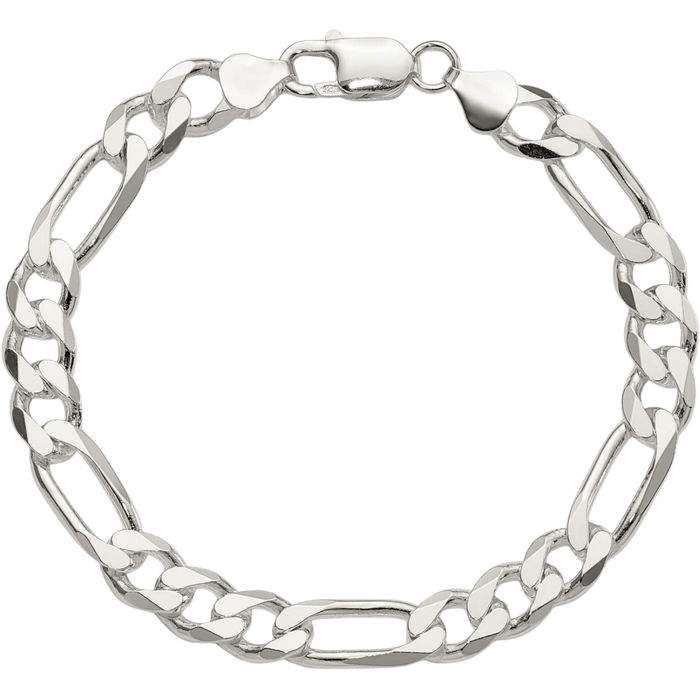 925 Sterling Silver 8mm Figaro Link Chain Bracelet