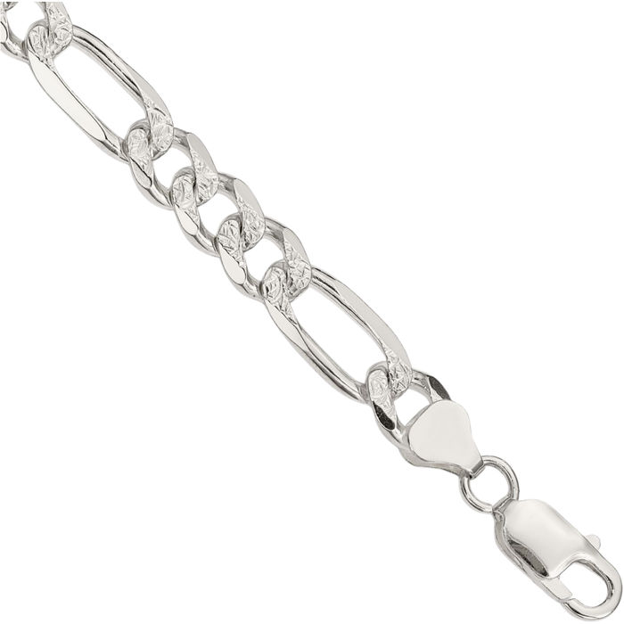 925 Sterling Silver 8mm Figaro Link Chain Bracelet