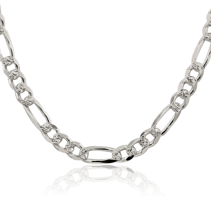 925 Sterling Silver 8mm Figaro Link Chain Necklace