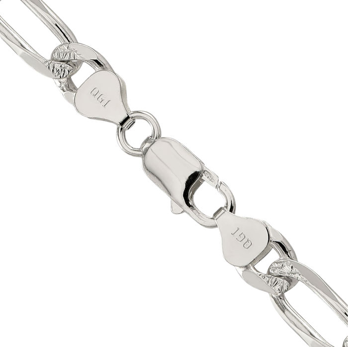 925 Sterling Silver 8mm Figaro Link Chain Necklace