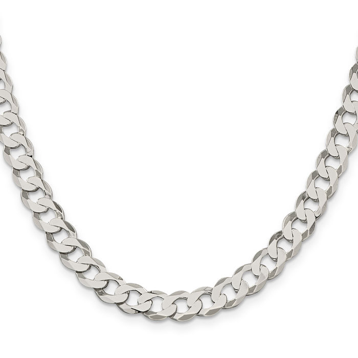 925 Sterling Silver 7.5mm Curb Link Chain Necklace