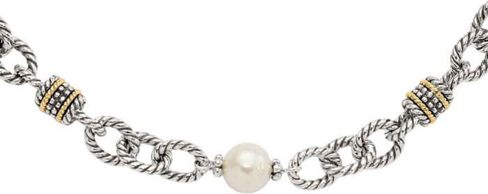 925 Sterling Silver Vintage 8mm Freshwater Cultured Pearl Chain Necklace
