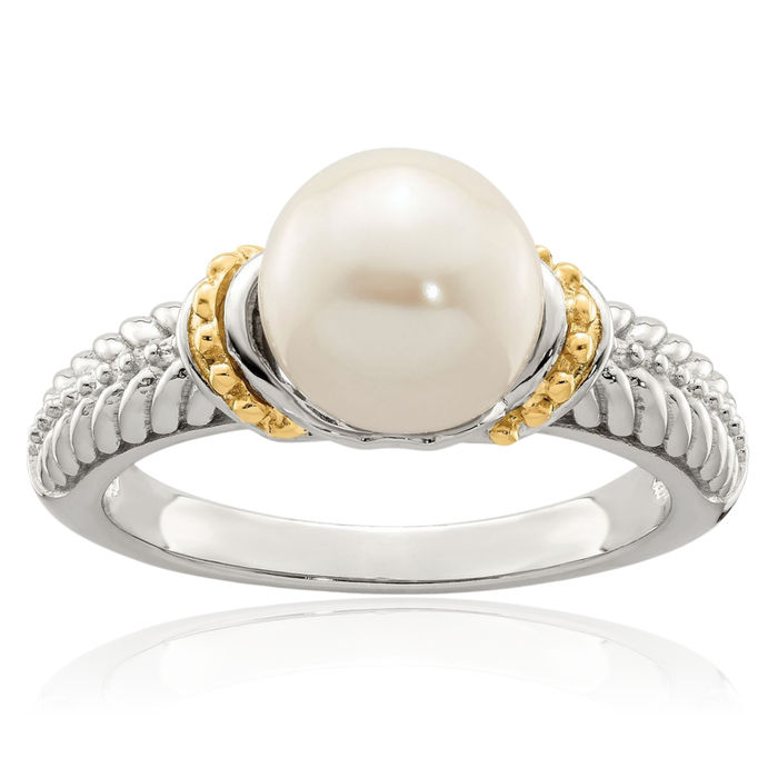 925 Sterling Silver 8mm Freshwater Cultured Pearl Statement Ring