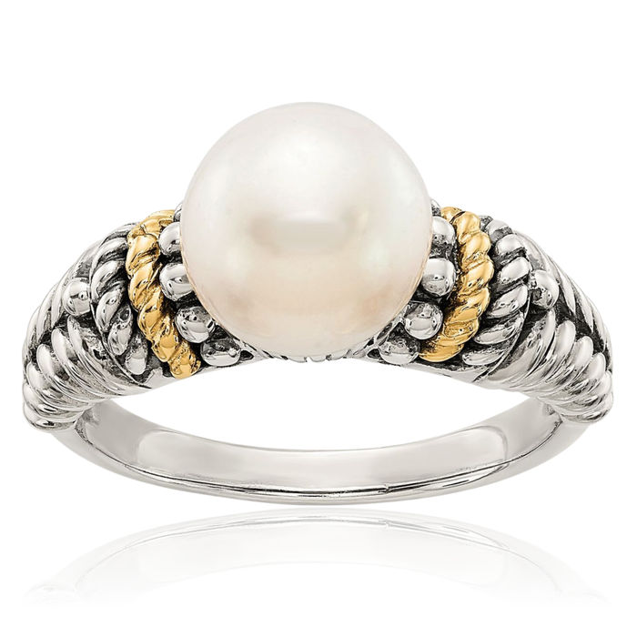 925 Sterling Silver Vintage 8mm Freshwater Cultured Pearl Statement Ring