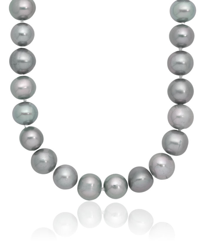 925 Sterling Silver 8mm Grey Near Round Freshwater Cultured Pearl Necklace Chain