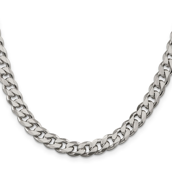 925 Sterling Silver 8.3mm Curb Link Chain Necklace