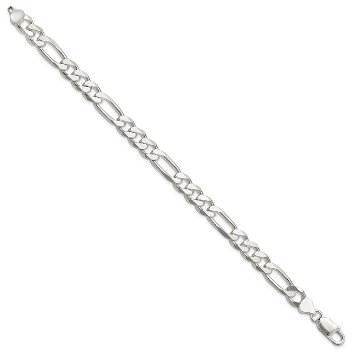 925 Sterling Silver 8mm Figaro Link Chain Bracelet