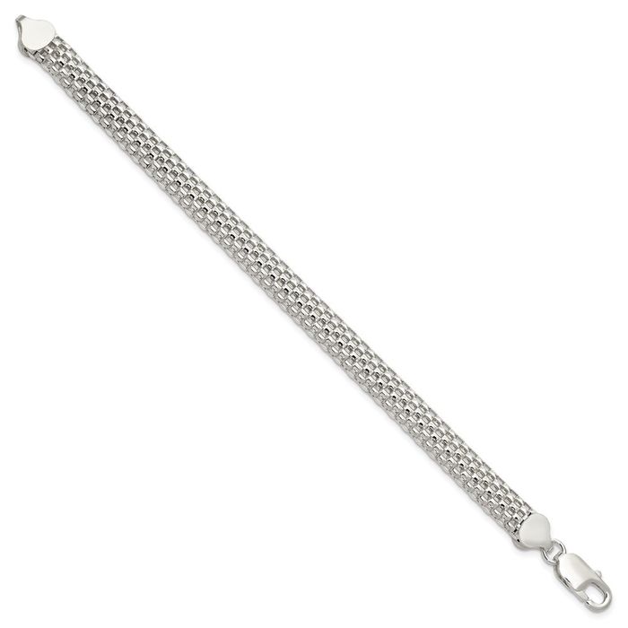 925 Sterling Silver 8mm Popcorn Mesh Chain Bracelet