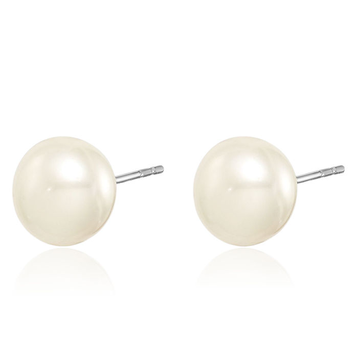 925 Sterling Silver 8mm Pink White Purple Grey Black Button Freshwater Cultured Pearl Set of 5 Stud Earrings