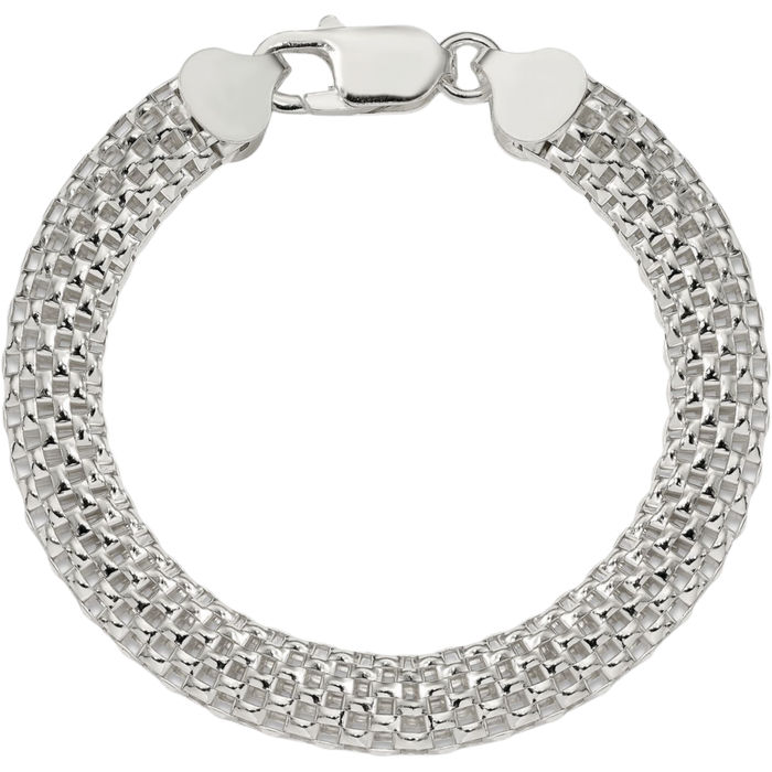 925 Sterling Silver 8mm Popcorn Mesh Chain Bracelet