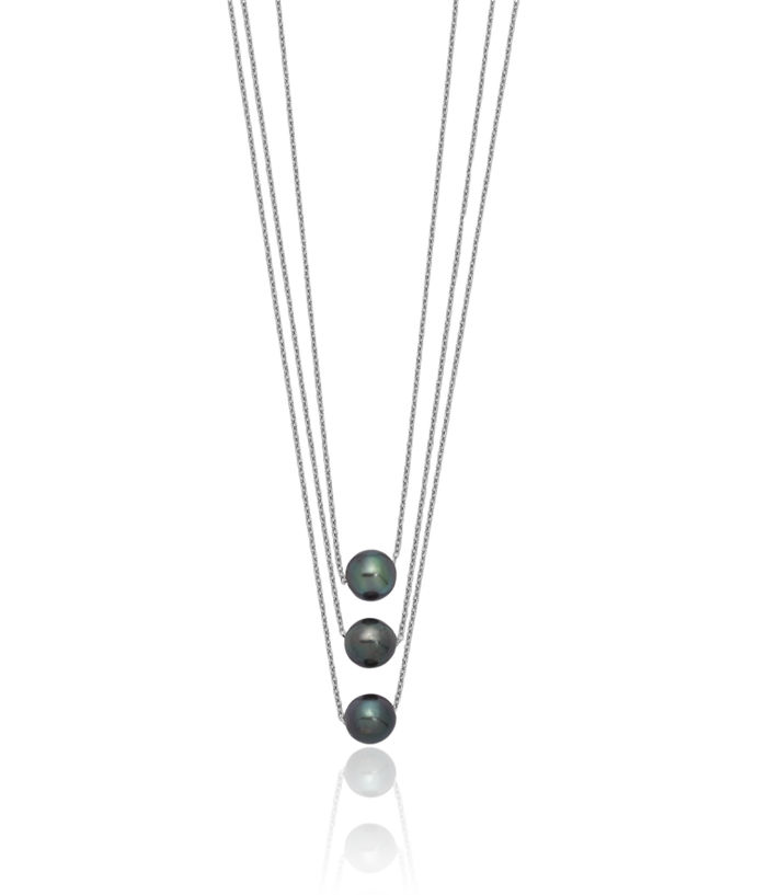 925 Sterling Silver 8mm Rd Tahitian Saltwater Pearl Multi Strand Ne Chain Layering Necklace