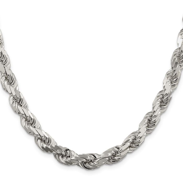 925 Sterling Silver 7.8mm Rope Chain Twisted Link Necklace