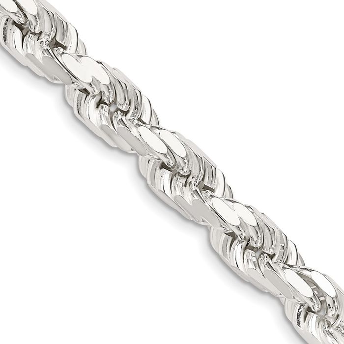 925 Sterling Silver 7.8mm Rope Chain Twisted Link Necklace