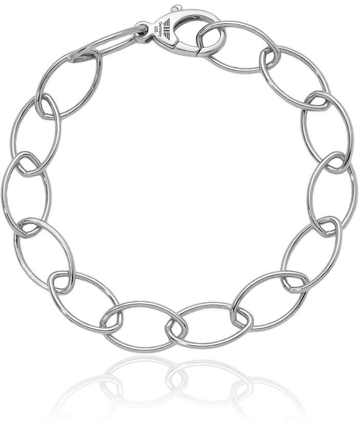 925 Sterling Silver 9.2mm Oval Cable Rolo Link Chain Bracelet