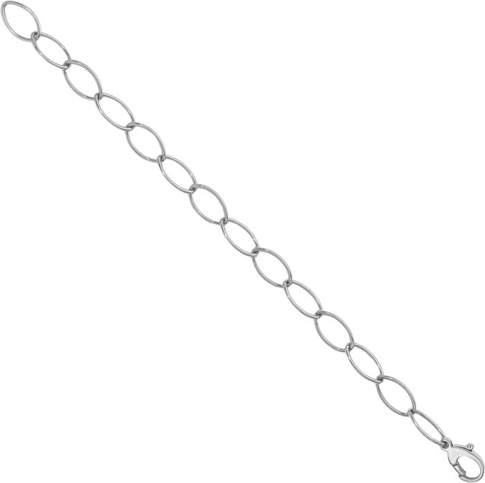 925 Sterling Silver 9.2mm Oval Cable Rolo Link Chain Bracelet