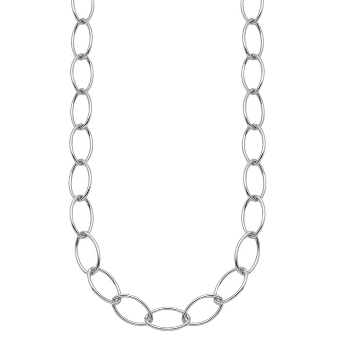 925 Sterling Silver 9.2mm Oval Cable Rolo Link Chain Belcher Necklace