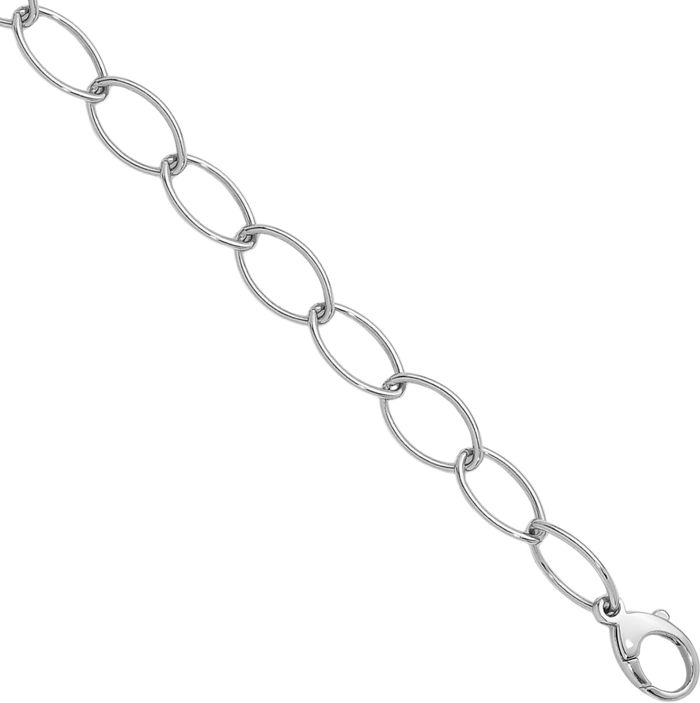 925 Sterling Silver 9.2mm Oval Cable Rolo Link Chain Belcher Necklace