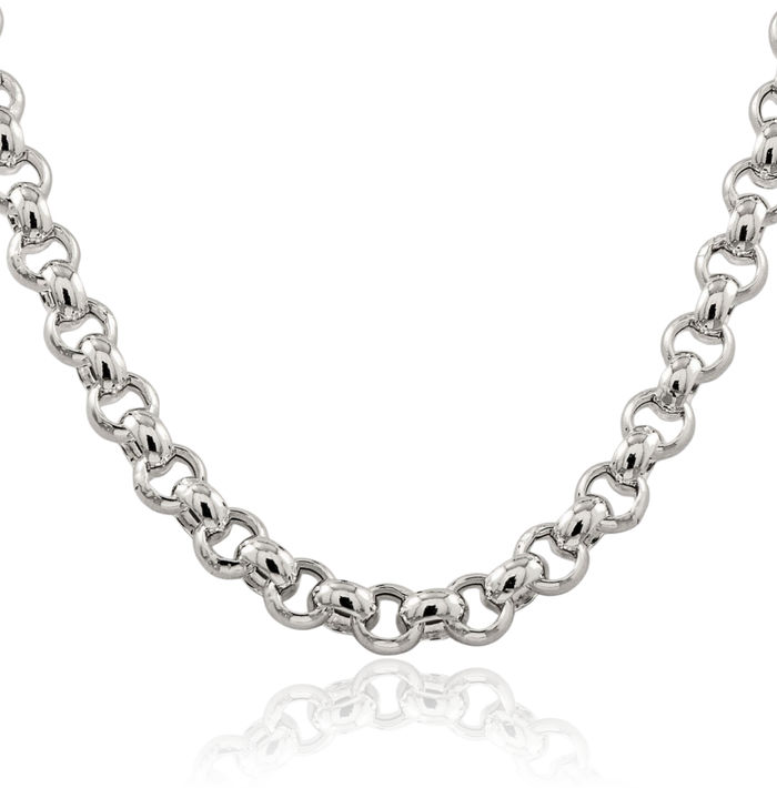 925 Sterling Silver 9.5mm Cable Rolo Link Chain Belcher Necklace