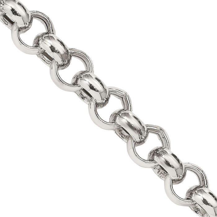 925 Sterling Silver 9.5mm Cable Rolo Link Chain Belcher Necklace