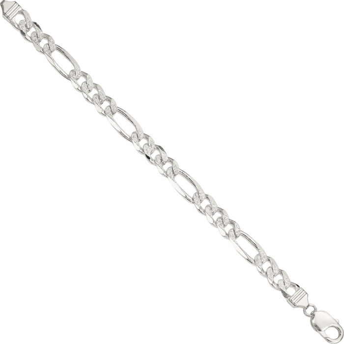 925 Sterling Silver 9.5mm Figaro Link Chain Bracelet