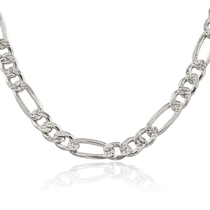 925 Sterling Silver 9.5mm Figaro Link Chain Necklace