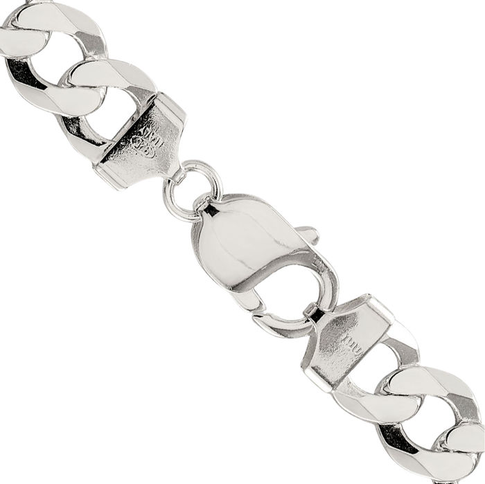 925 Sterling Silver 9.75mm Curb Link Chain Necklace