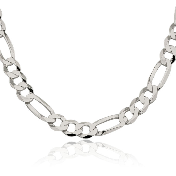 925 Sterling Silver 9.7mm Figaro Link Chain Necklace