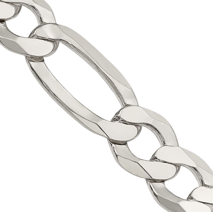 925 Sterling Silver 9.7mm Figaro Link Chain Necklace