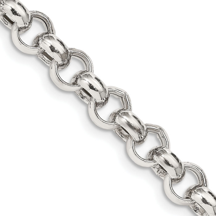 925 Sterling Silver 9.5mm Cable Rolo Link Chain Belcher Necklace