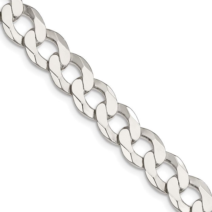 925 Sterling Silver 9.75mm Curb Link Chain Necklace