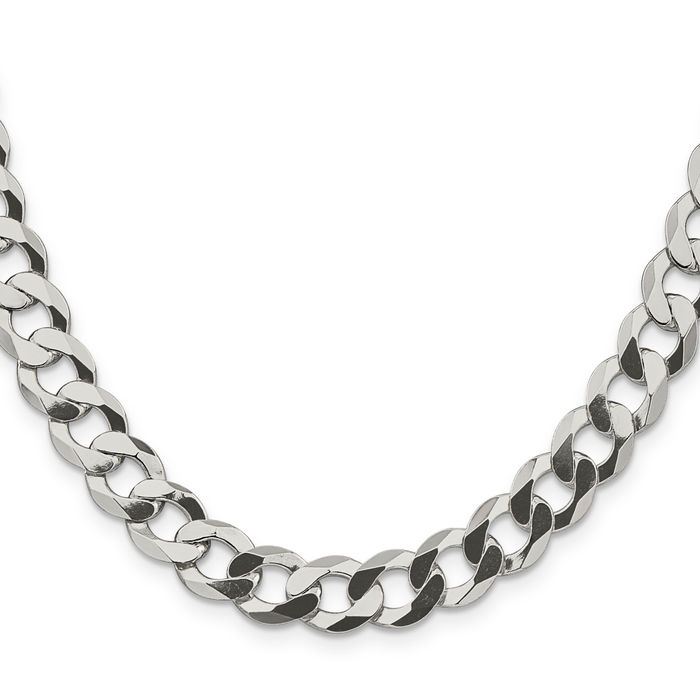 925 Sterling Silver 9.75mm Curb Link Chain Necklace