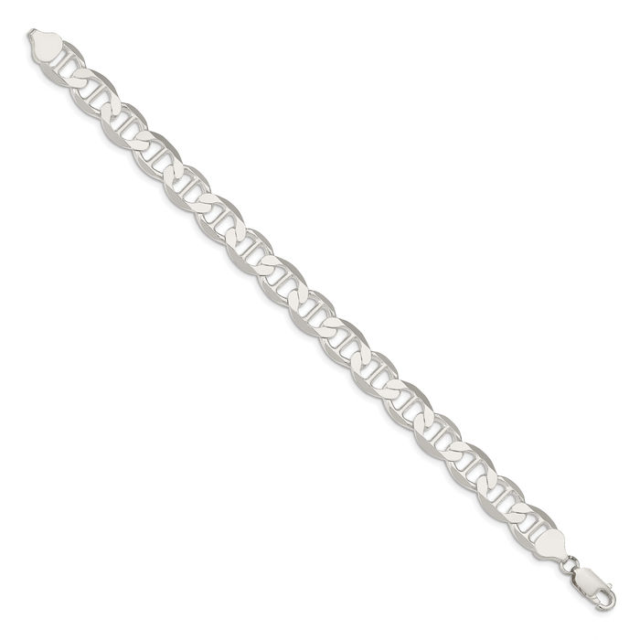 925 Sterling Silver 9.95mm Anchor Mariner Link Chain Bracelet
