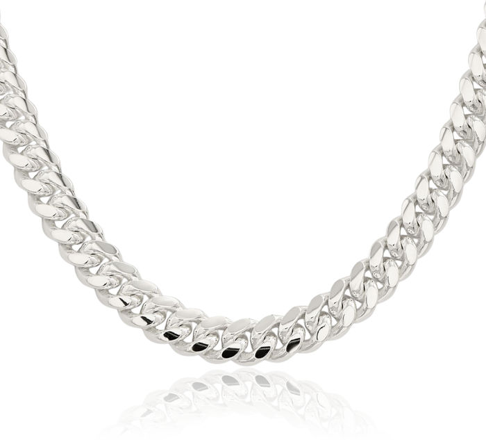 925 Sterling Silver 9mm Curb Link Chain Necklace