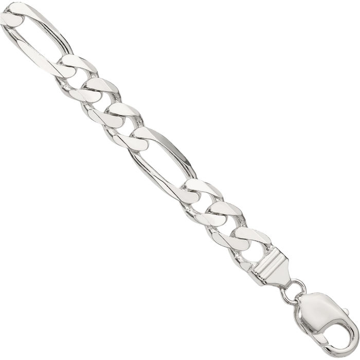 925 Sterling Silver 9mm Figaro Link Chain Bracelet