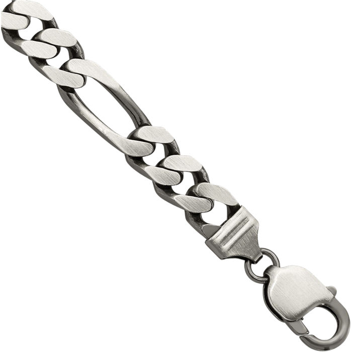 925 Sterling Silver Vintage 9mm Figaro Link Chain Bracelet