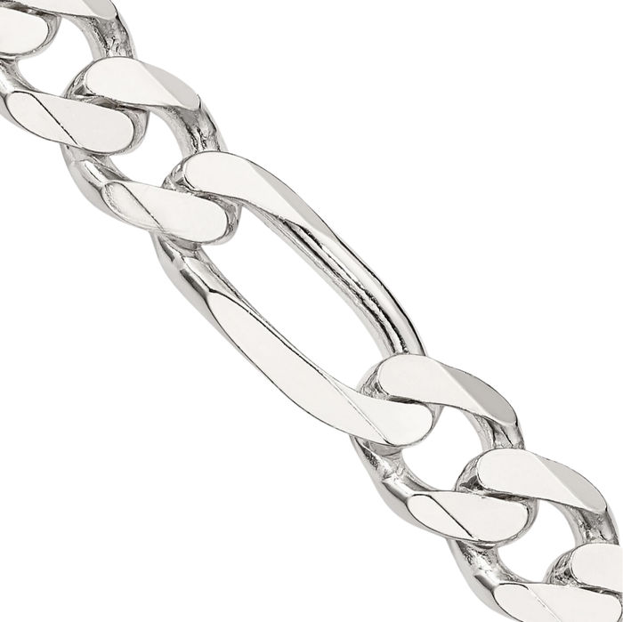 925 Sterling Silver 9mm Figaro Link Chain Necklace