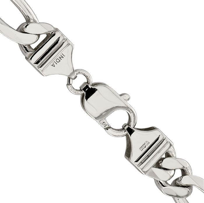 925 Sterling Silver 9mm Figaro Link Chain Necklace