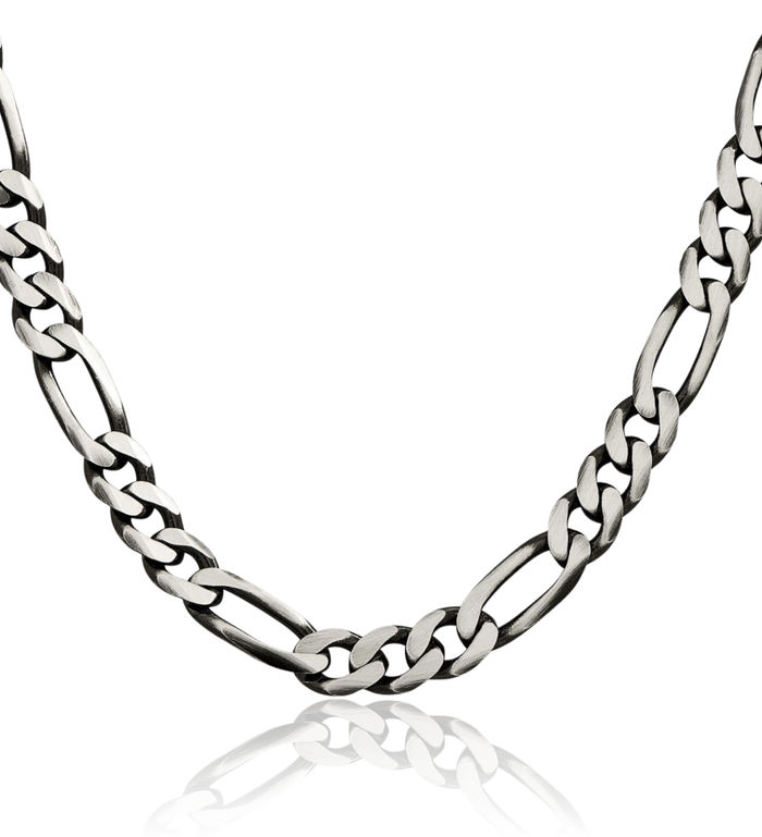 925 Sterling Silver Vintage 9mm Figaro Link Chain Necklace